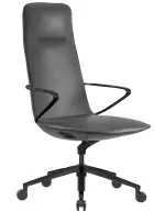 AURA LUX - BLACK, křeslo kancelářské, kříž černý, šedá kůže